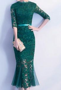 NWT Green Lace Midi Mermaid Dress US Size 2